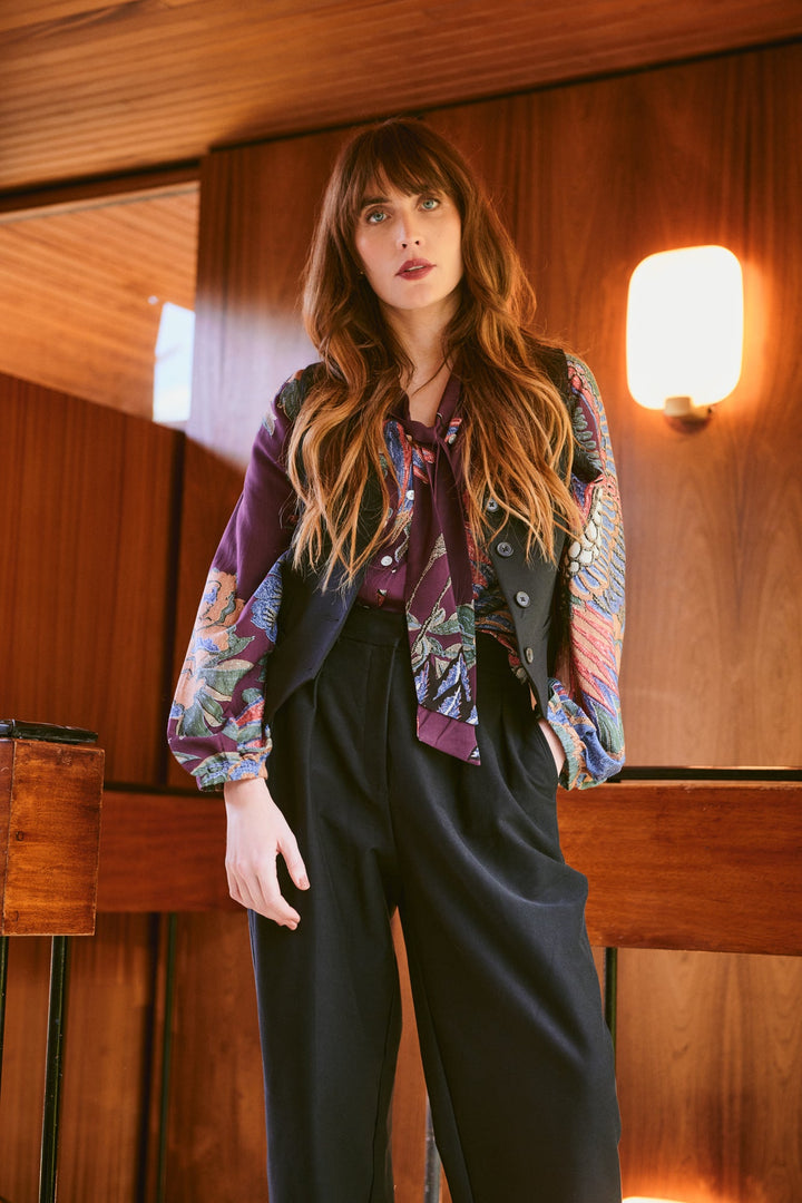 Crane Plum PussyBow Blouse - One Hundred Stars