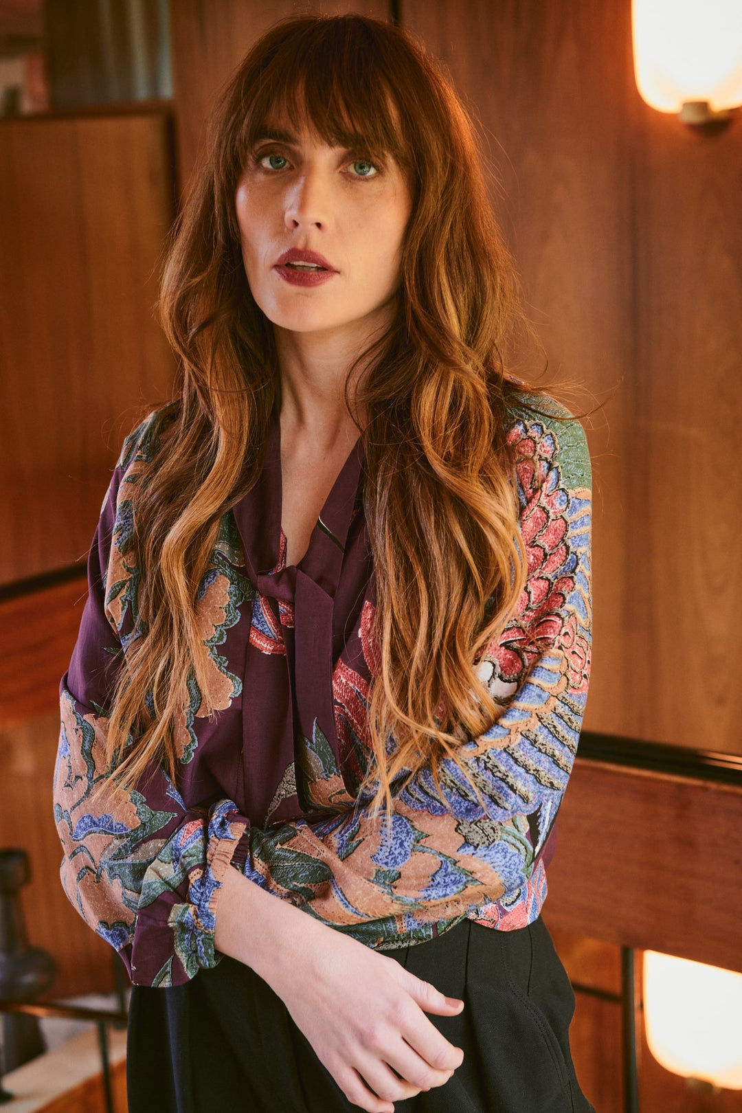 Crane Plum PussyBow Blouse - One Hundred Stars