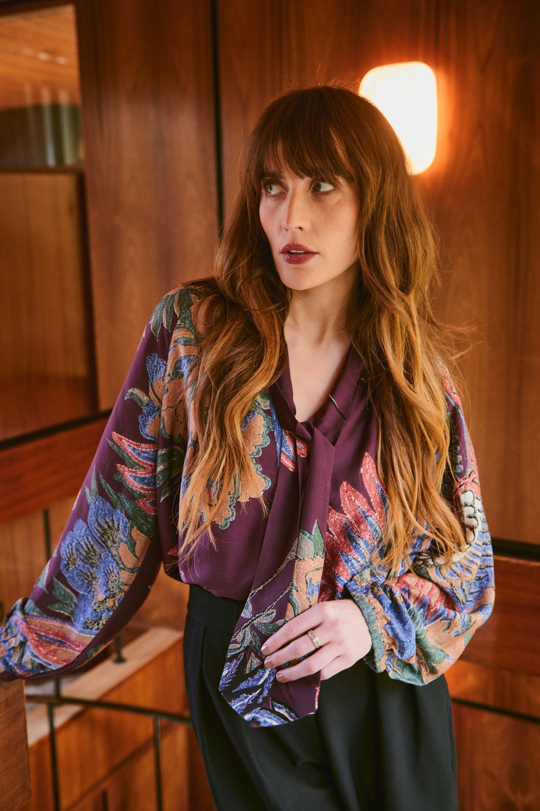 Crane Plum PussyBow Blouse - One Hundred Stars