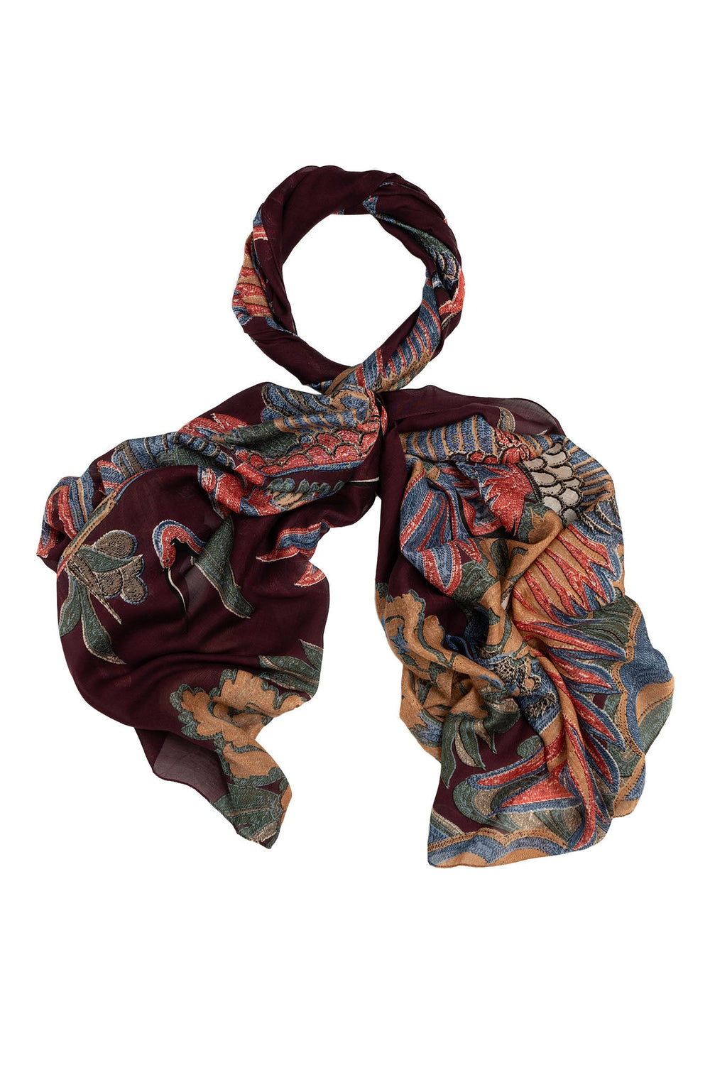 Crane Plum Scarf - One Hundred Stars