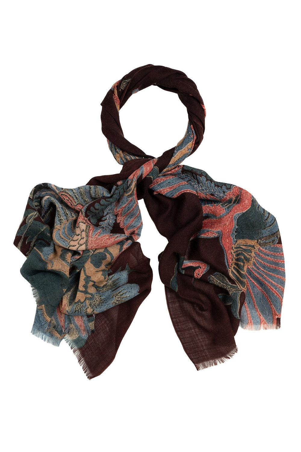 Crane Plum Wool Scarf - One Hundred Stars