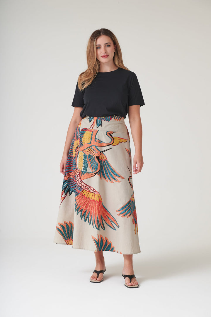 Crane Stone A - line Maxi Skirt - One Hundred Stars