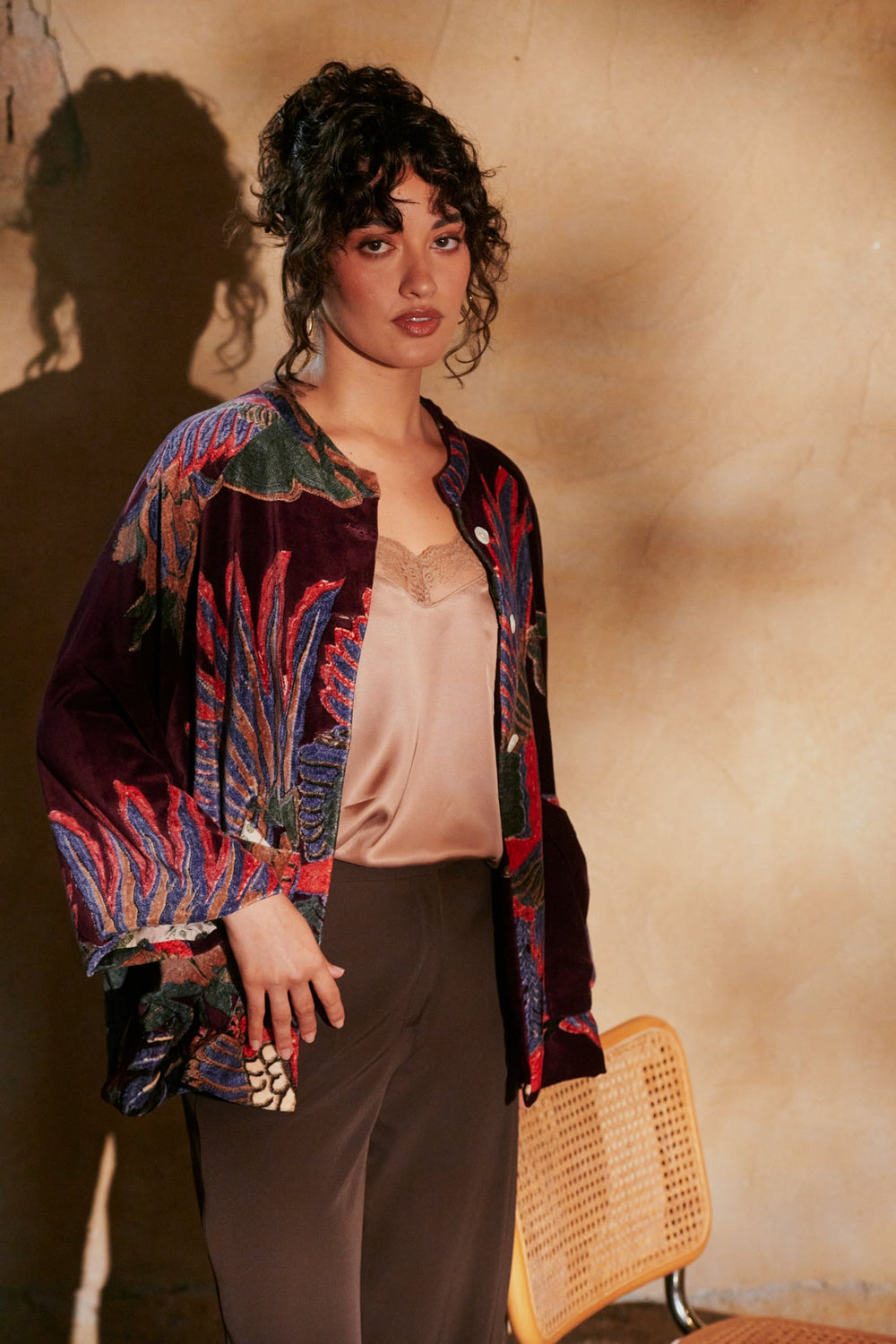 Crane Plum Velvet Jacket - One Hundred Stars