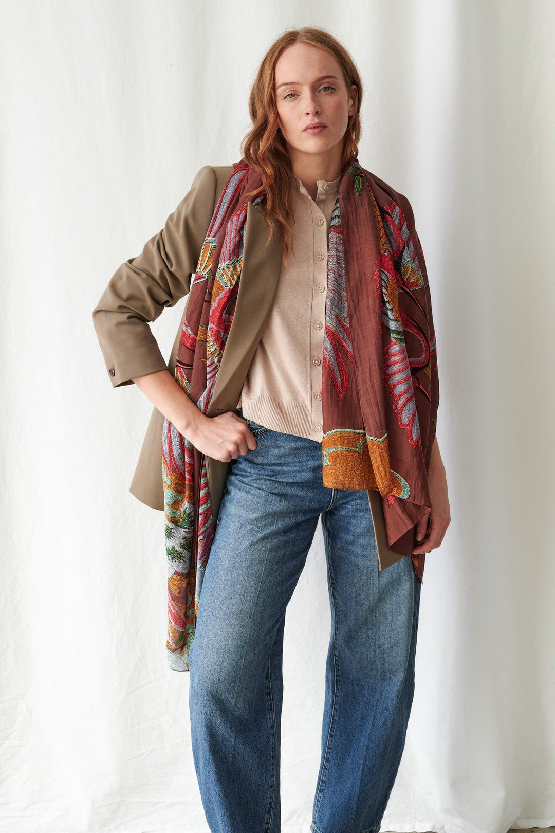 Crane Brown Scarf - One Hundred Stars