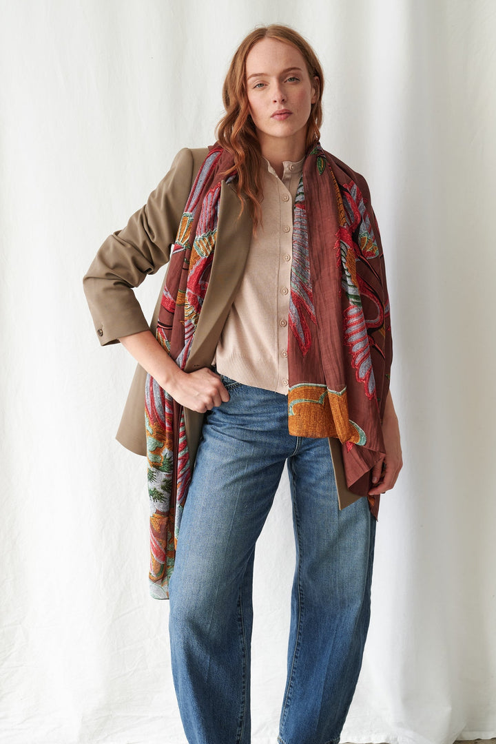 Crane Brown Scarf - One Hundred Stars