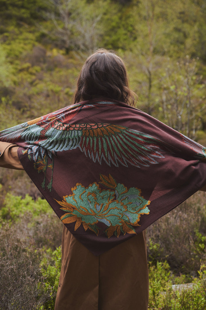 Crane Brown Square Wool Scarf - One Hundred Stars