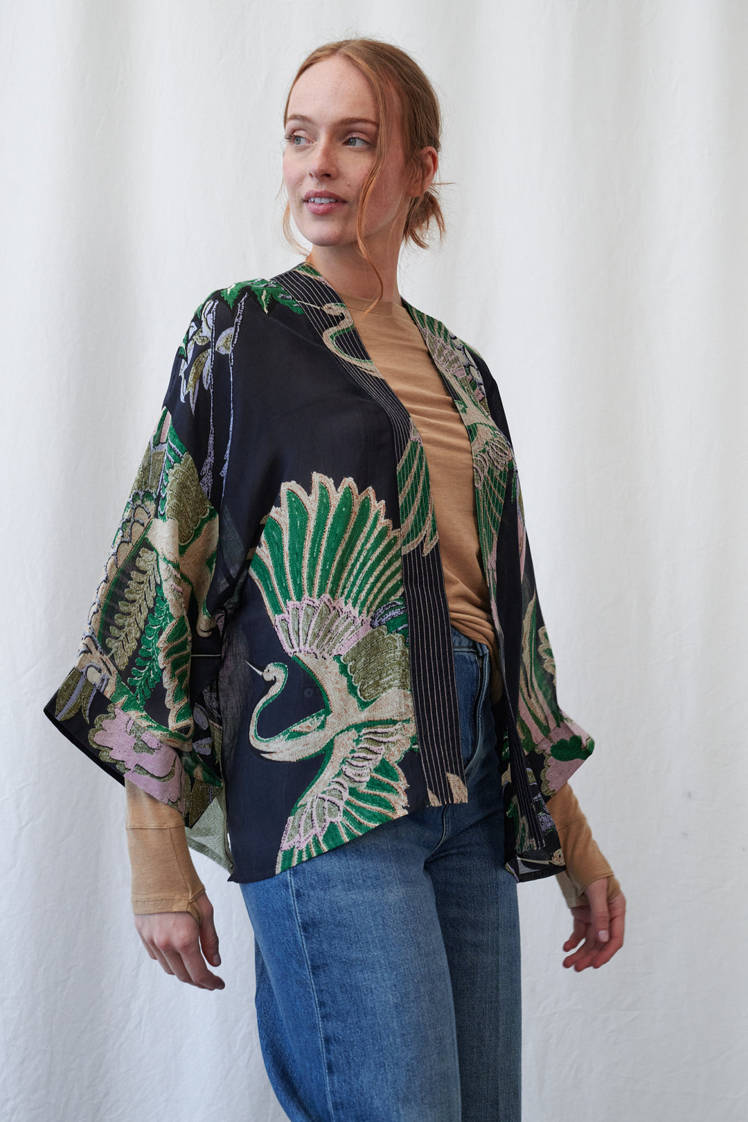 Crane Emerald Kimono - One Hundred Stars