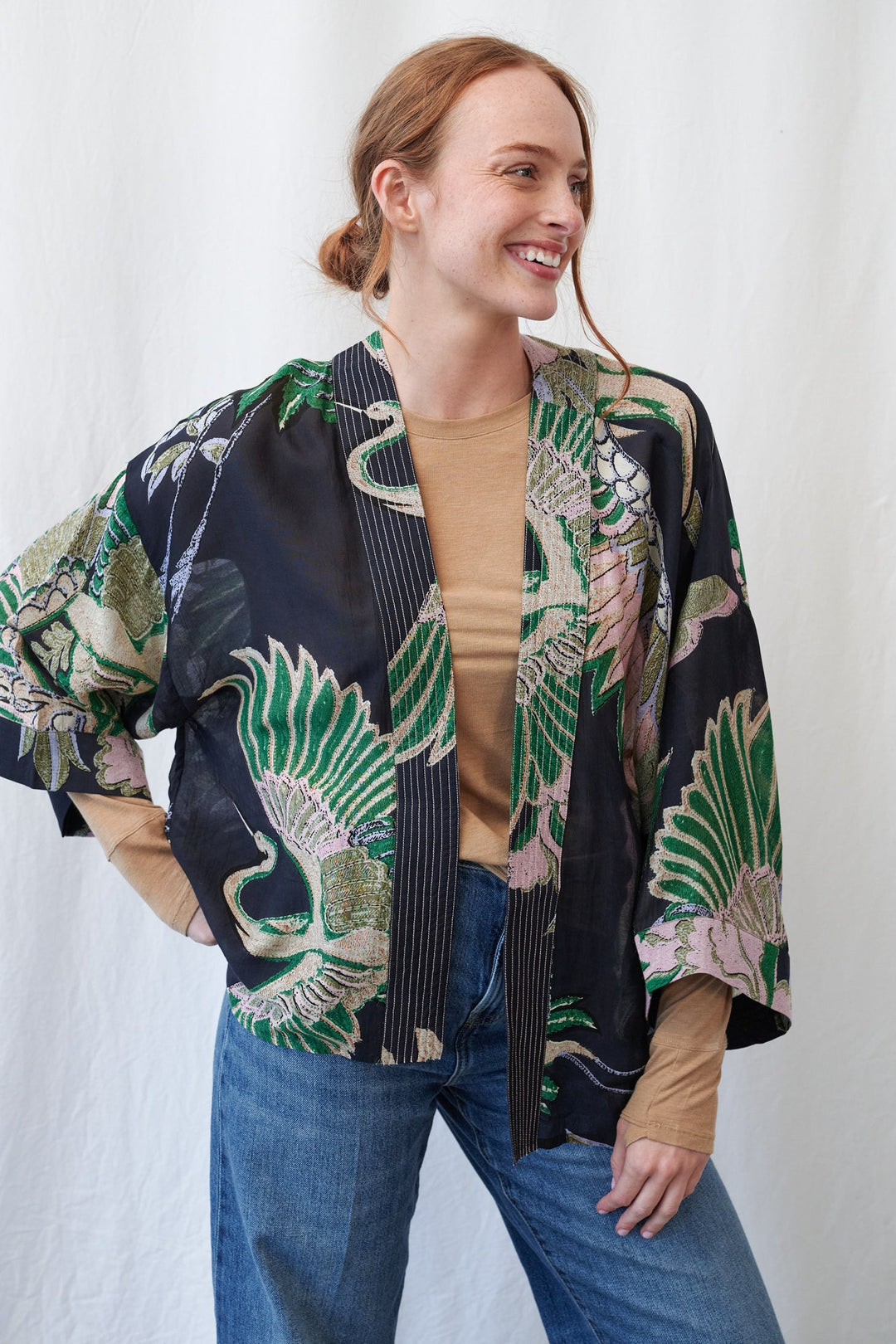 Crane Emerald Kimono - One Hundred Stars