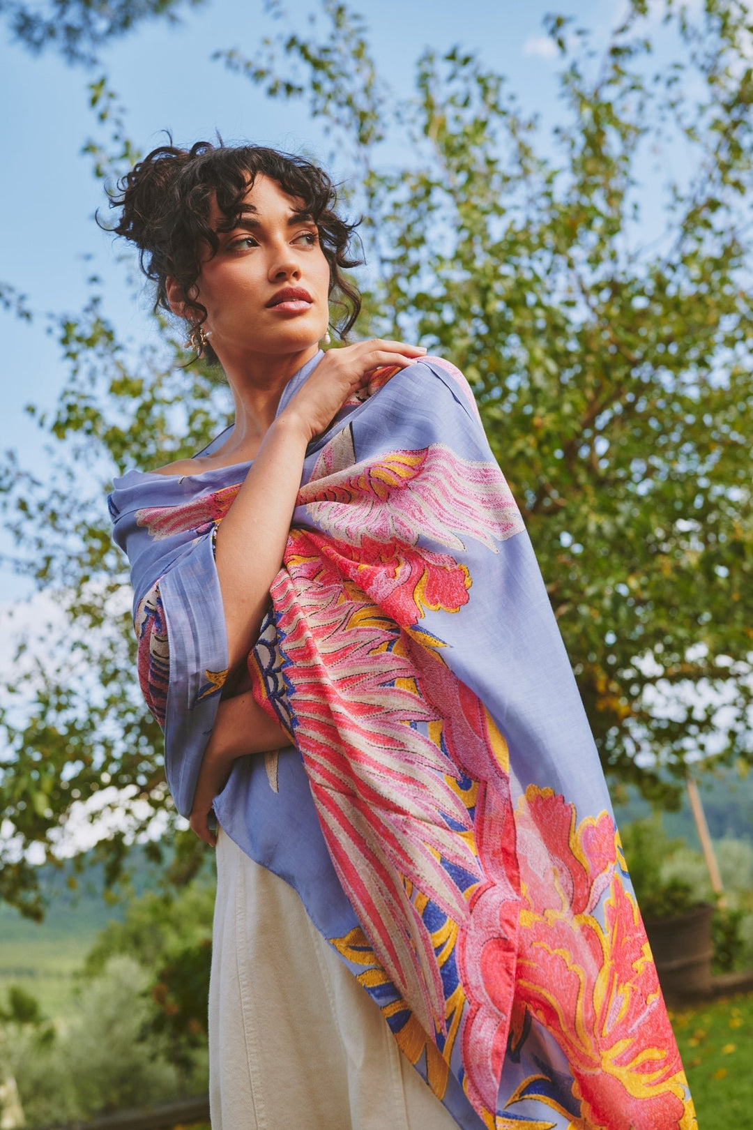 Crane Periwinkle Scarf - One Hundred Stars