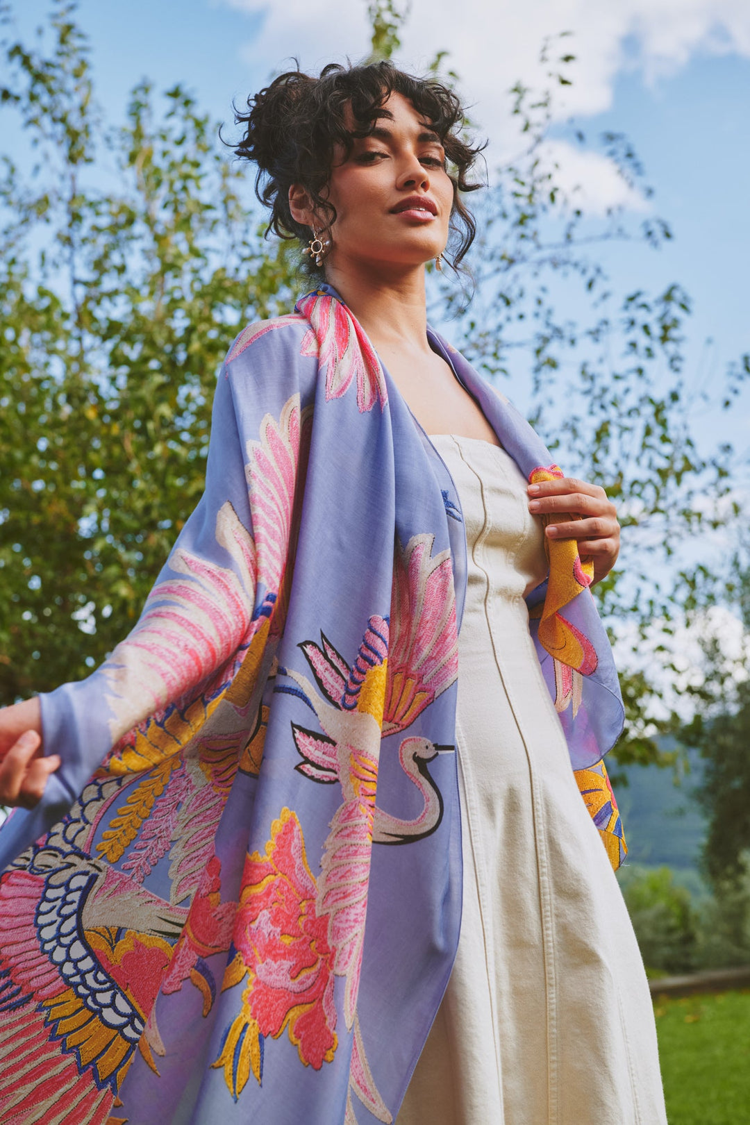 Crane Periwinkle Scarf - One Hundred Stars