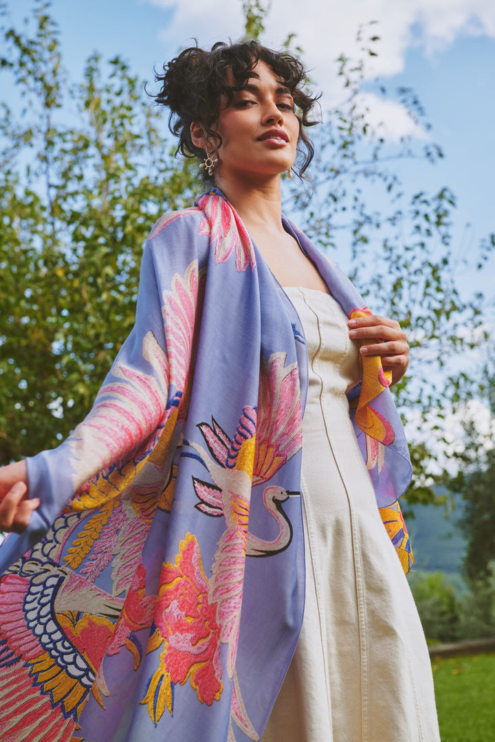 Crane Periwinkle Scarf - One Hundred Stars