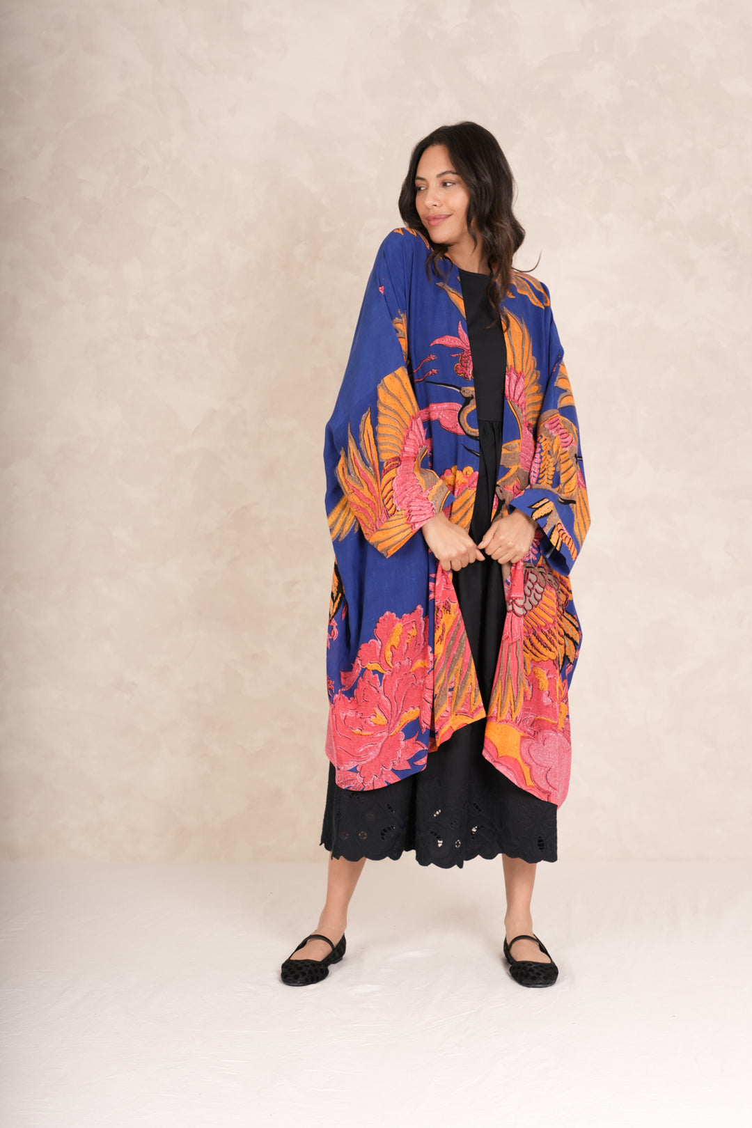 Crane Cobalt Grande Kimono - One Hundred Stars