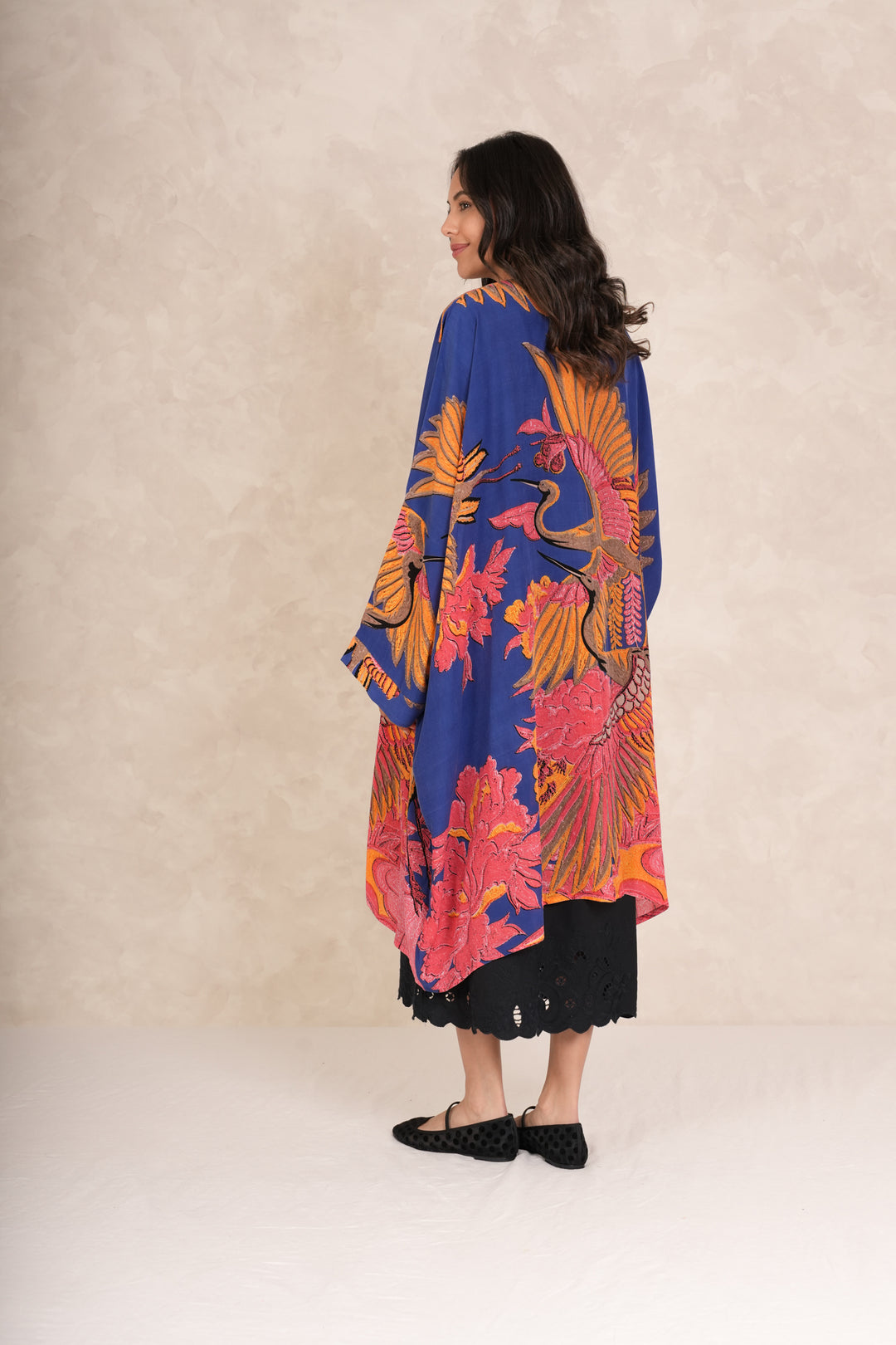 Crane Cobalt Grande Kimono - One Hundred Stars