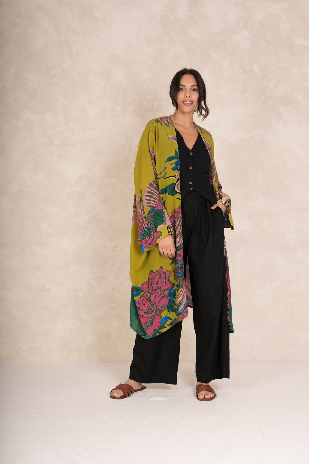 Crane Olive Grande Kimono - One Hundred Stars