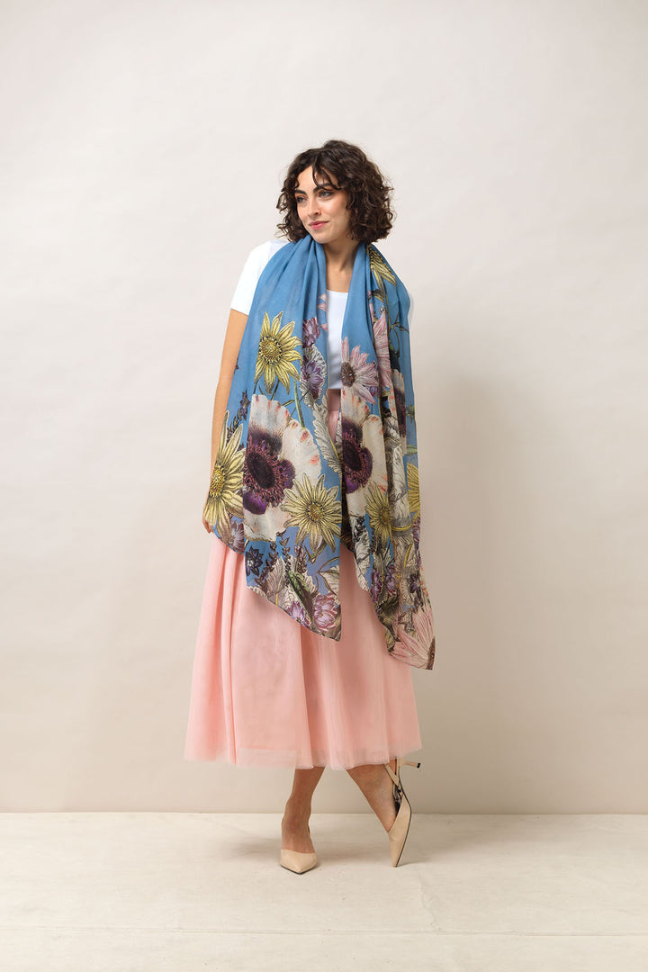 Women's Colour-infused floral Daisy scarf by One Hundred Stars