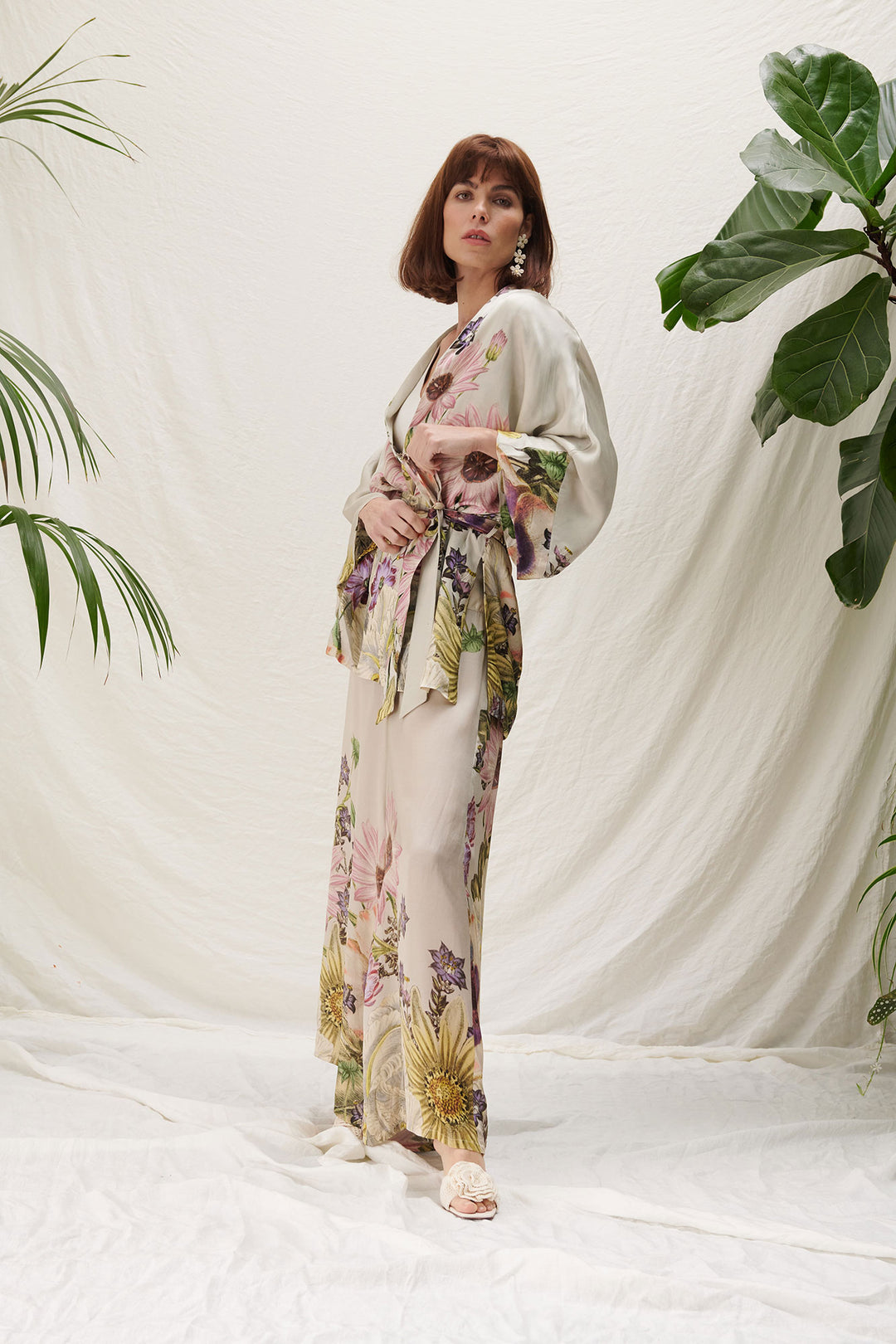floral wrap jacket with daisy print for summer wedding by one hundred stars