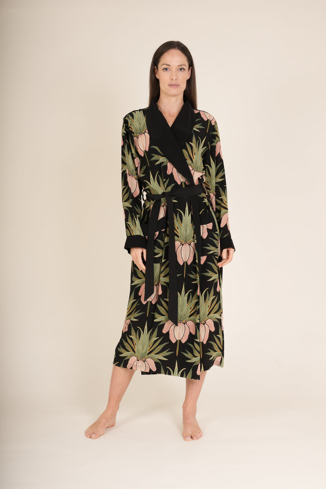 Deco Bud Black Crepe Gown