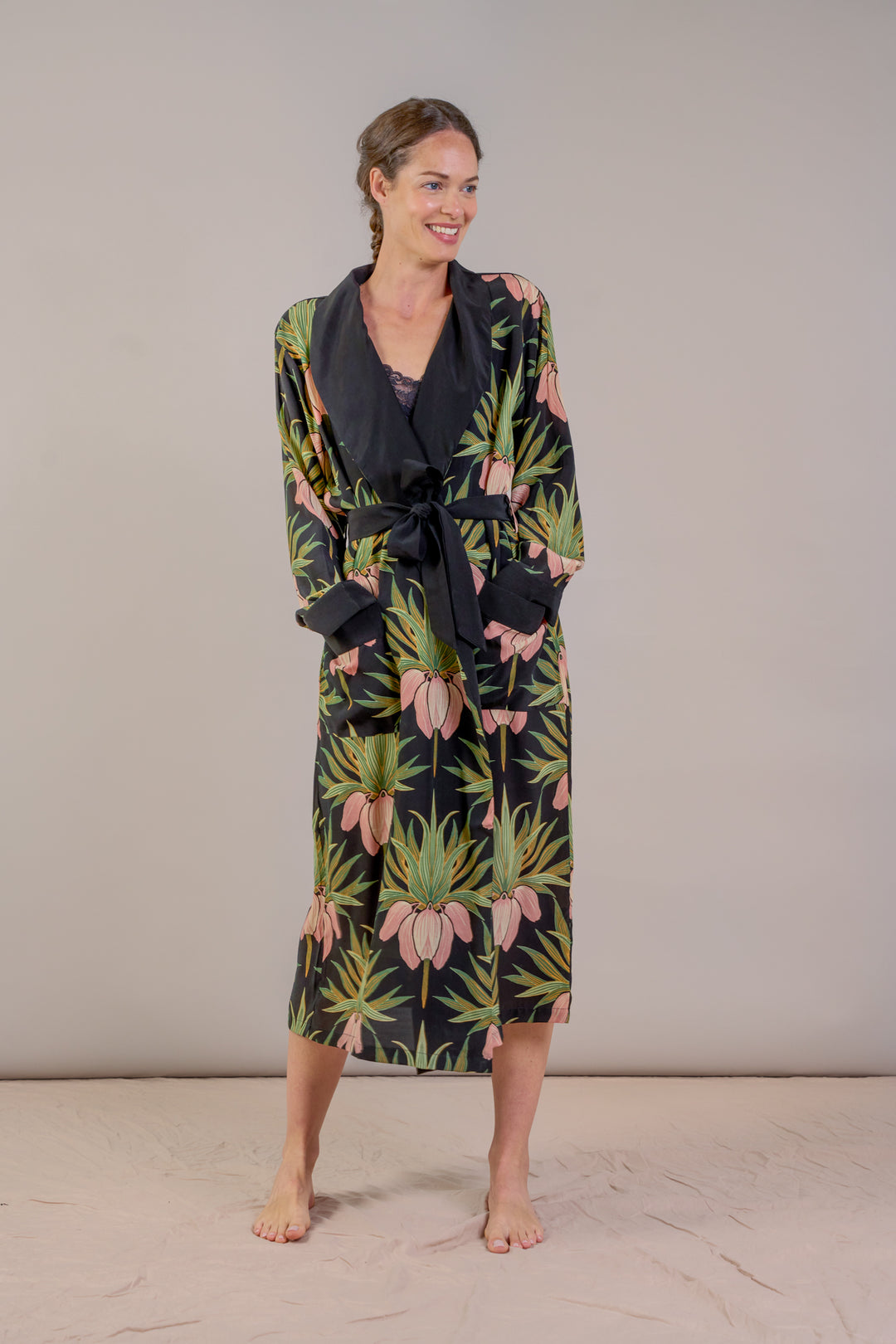 Deco Bud Black Crepe Gown