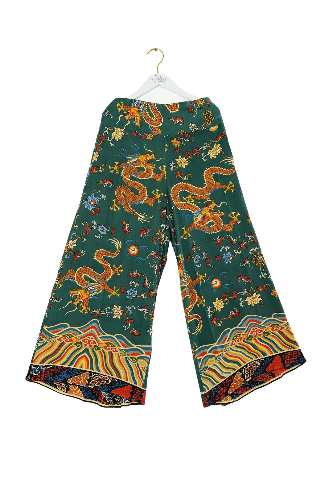 Dragon Green Crepe Palazzo Pants - One Hundred Stars