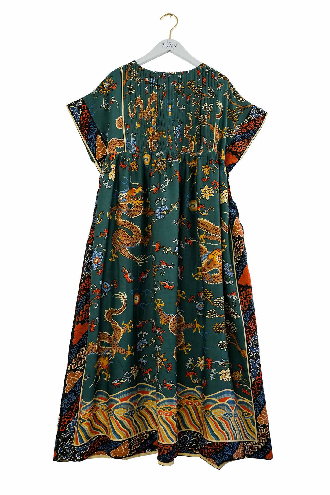 Dragon Green Pleat Dress - One Hundred Stars