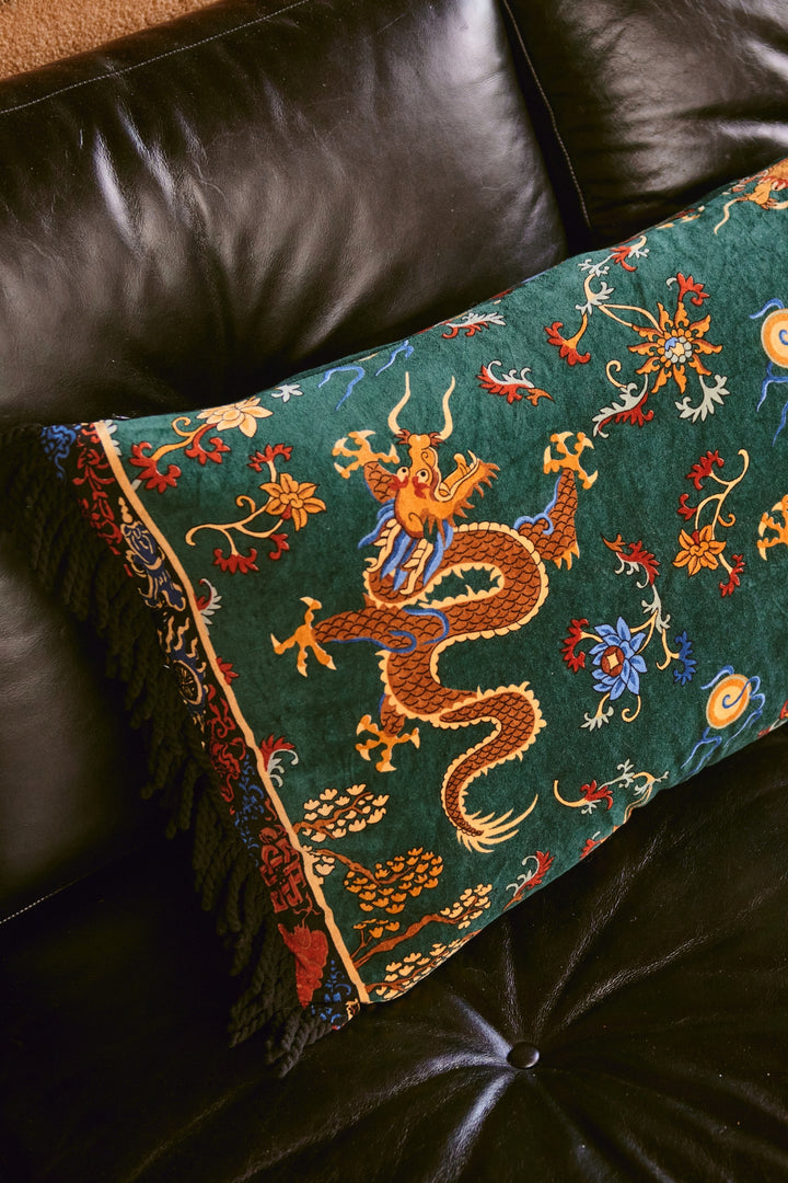 Dragon Green Rectangle Cushion Cover - One Hundred Stars