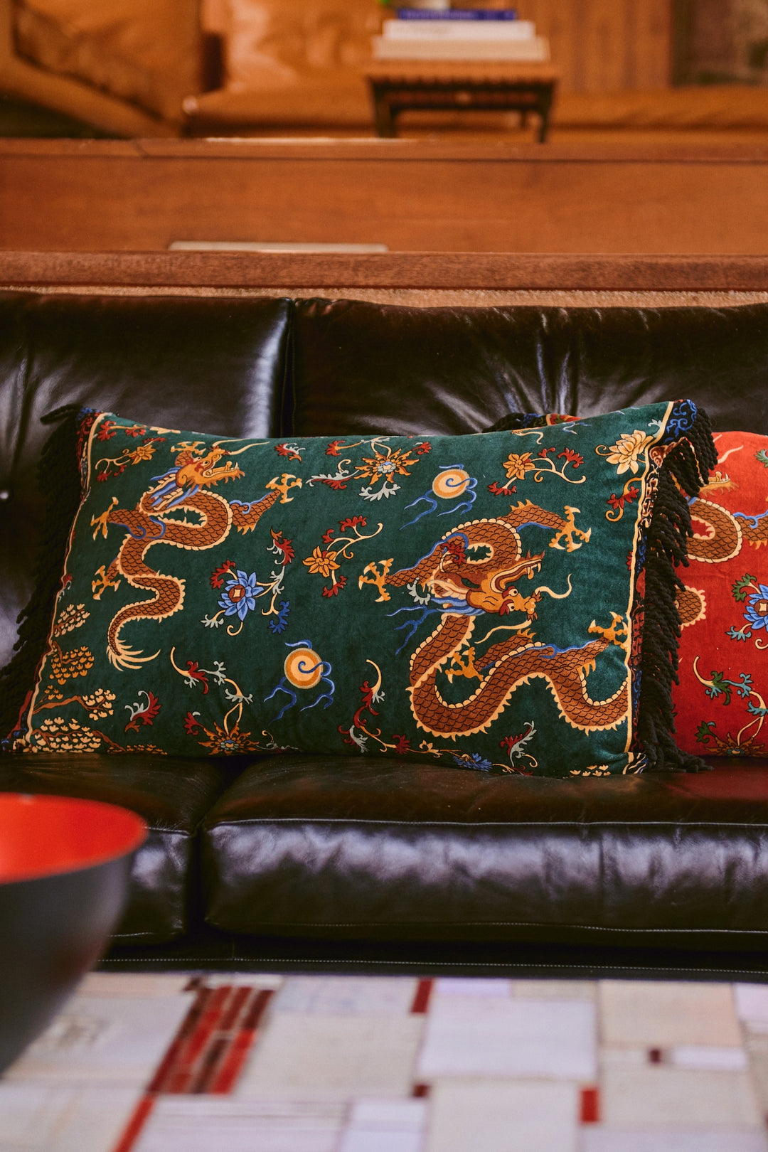 Dragon Green Rectangle Cushion Cover - One Hundred Stars
