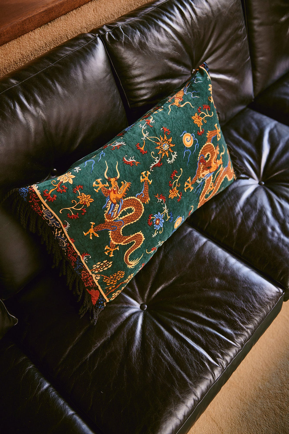 Dragon Green Rectangle Cushion Cover - One Hundred Stars