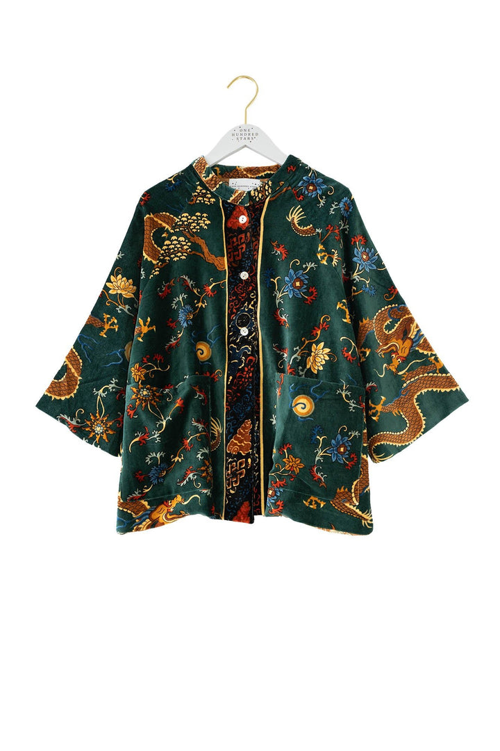 Dragon Green Velvet Jacket - One Hundred Stars