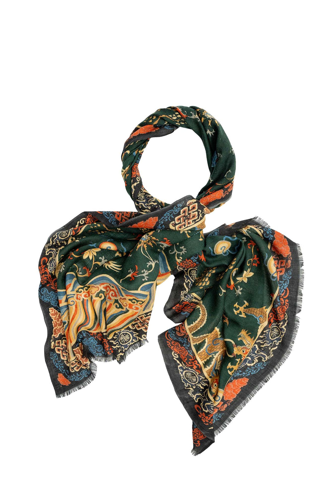 Dragon Green Wool Scarf