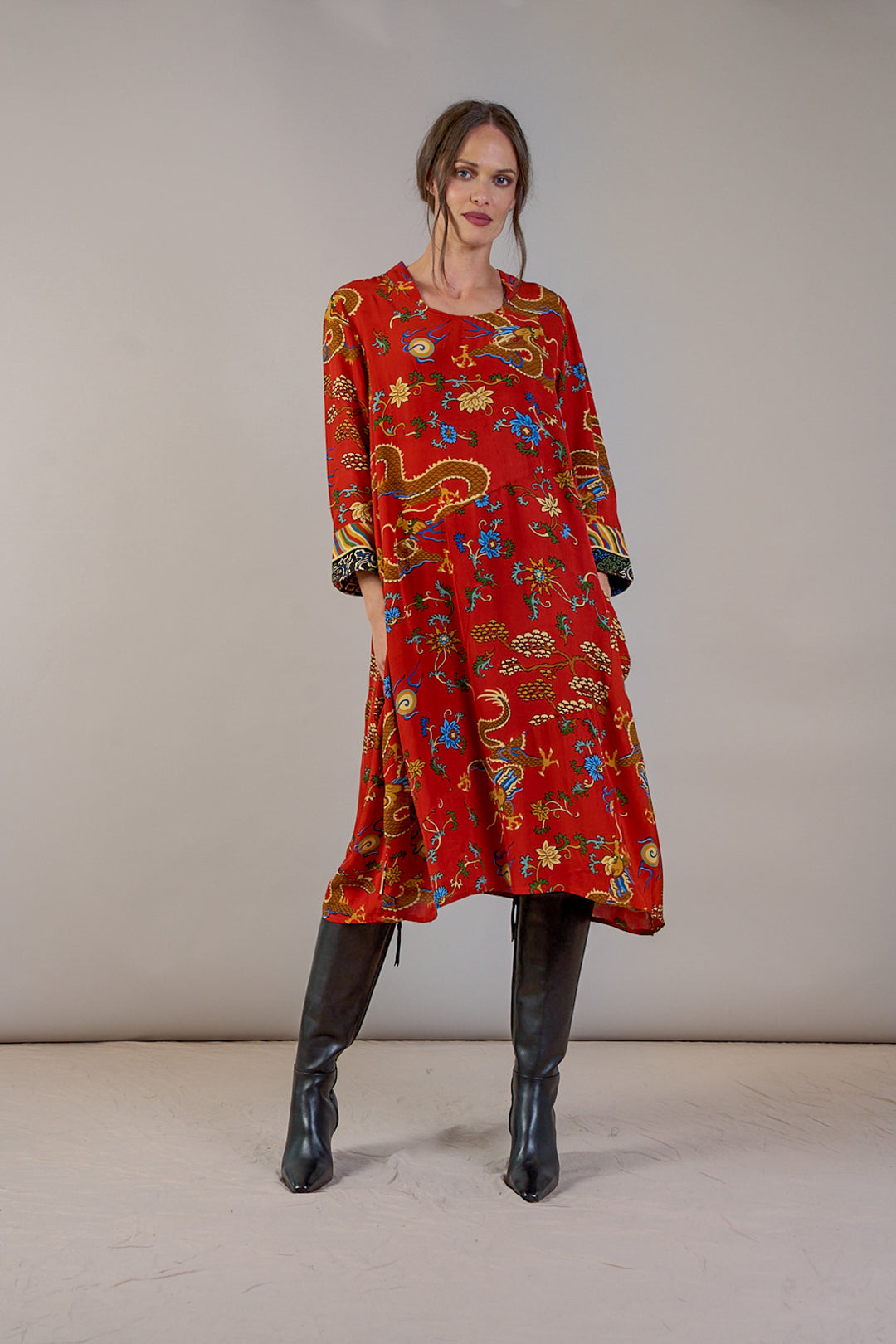 Dragon Rust Asymmetric Dress - One Hundred Stars