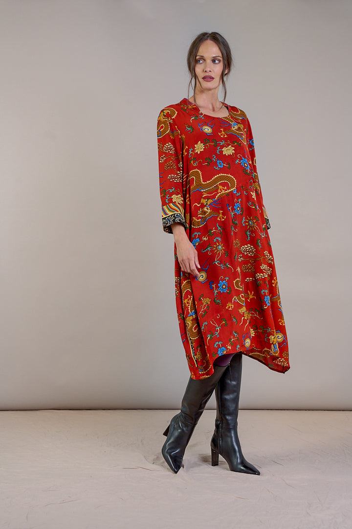 Dragon Rust Asymmetric Dress - One Hundred Stars