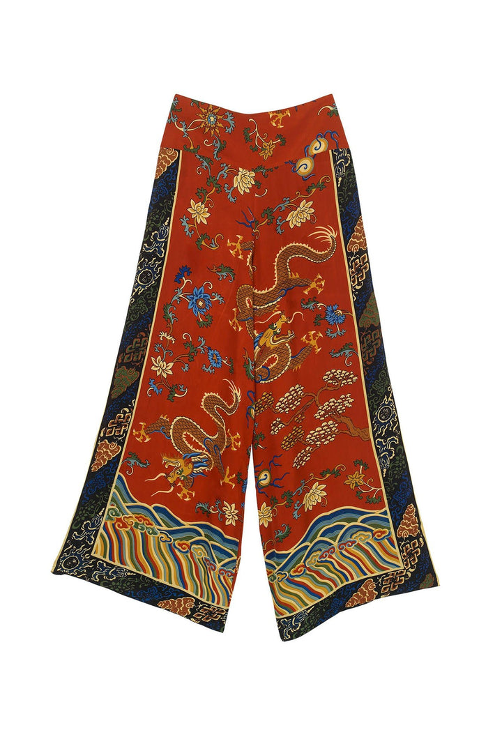 Dragon Rust Crepe Palazzo Pants - One Hundred Stars