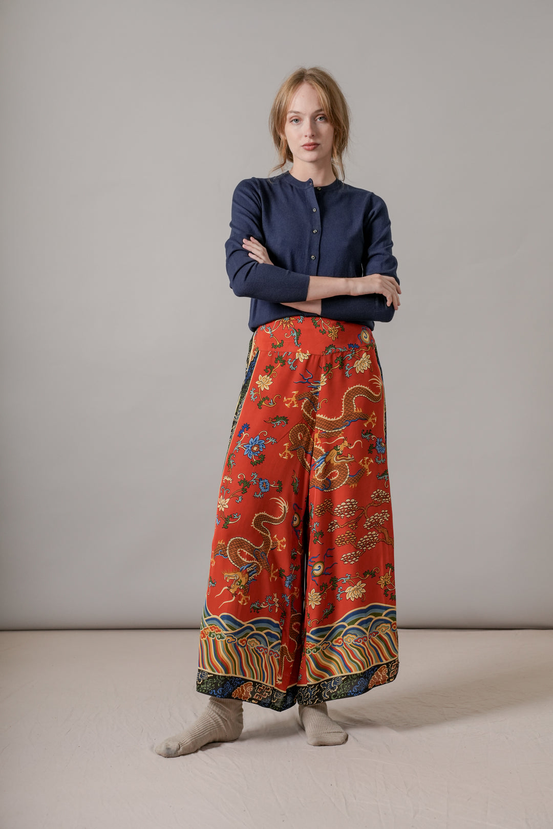 Dragon Rust Crepe Palazzo Pants - One Hundred Stars