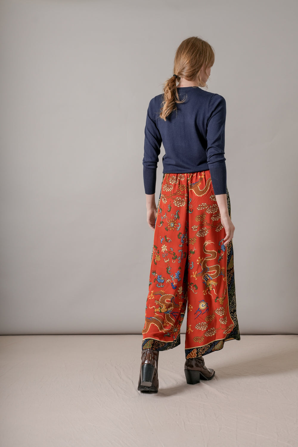 Dragon Rust Crepe Palazzo Pants - One Hundred Stars