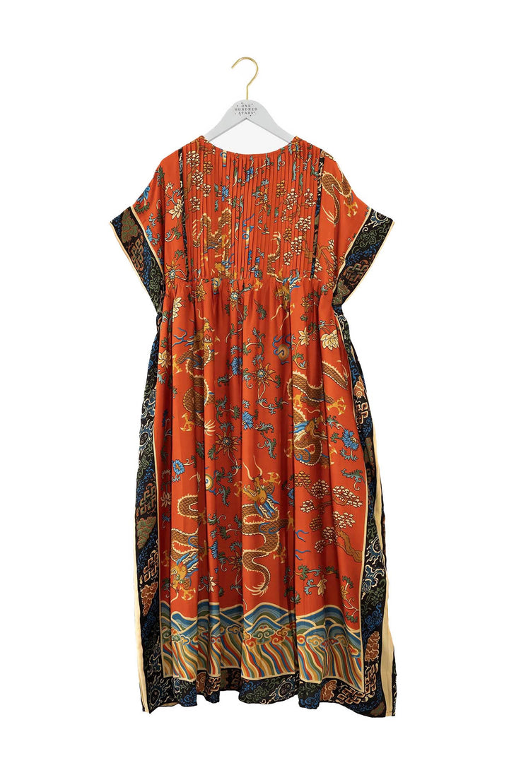 Dragon Rust Pleat Dress - One Hundred Stars