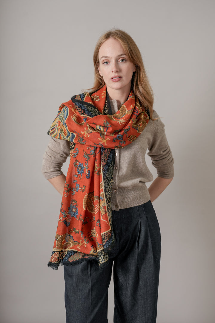 Dragon Rust Wool Scarf