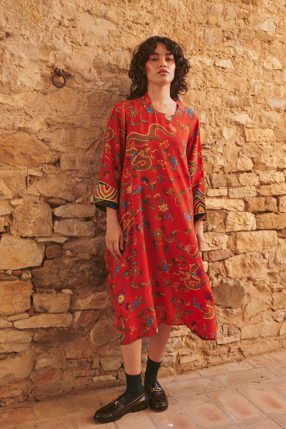 Dragon Rust Asymmetric Dress - One Hundred Stars