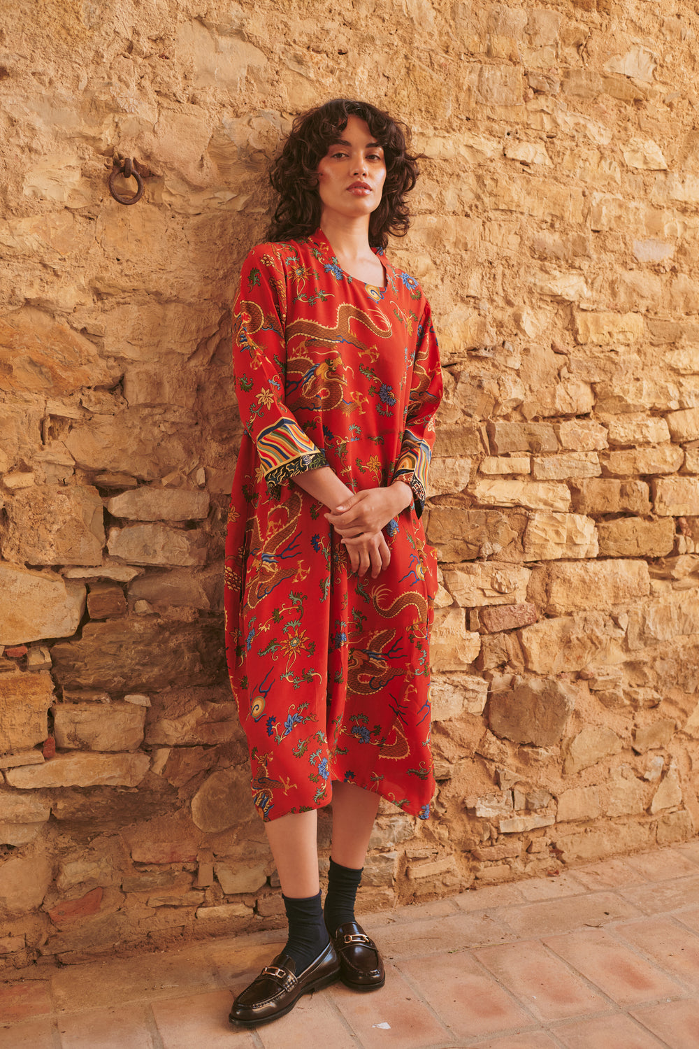 Dragon Rust Asymmetric Dress - One Hundred Stars