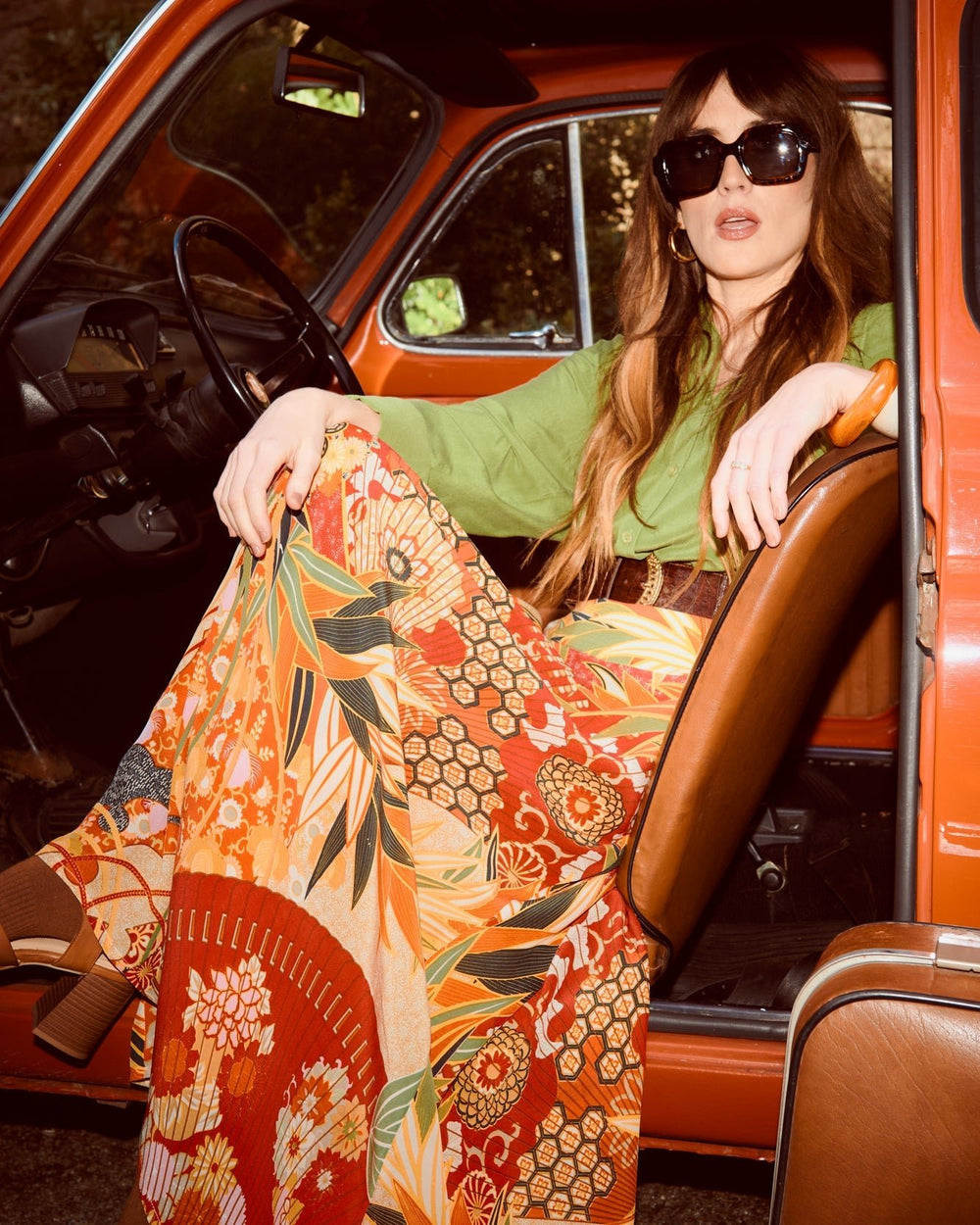 Fans Scarlet A - line Maxi Skirt - One Hundred Stars