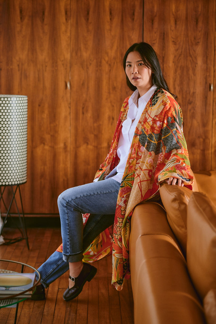 Fans Scarlet Grande Kimono - One Hundred Stars
