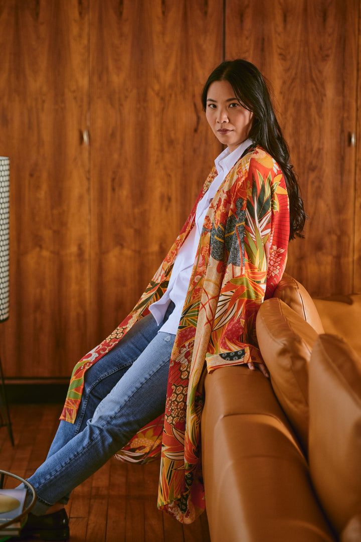 Fans Scarlet Grande Kimono - One Hundred Stars