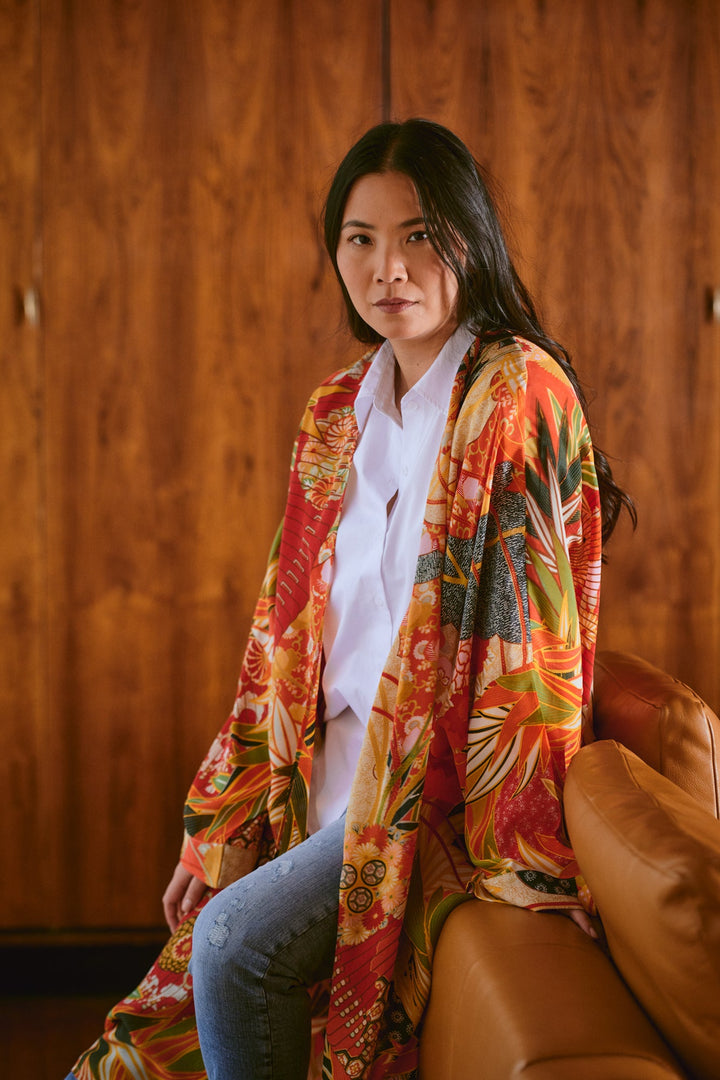 Fans Scarlet Grande Kimono - One Hundred Stars