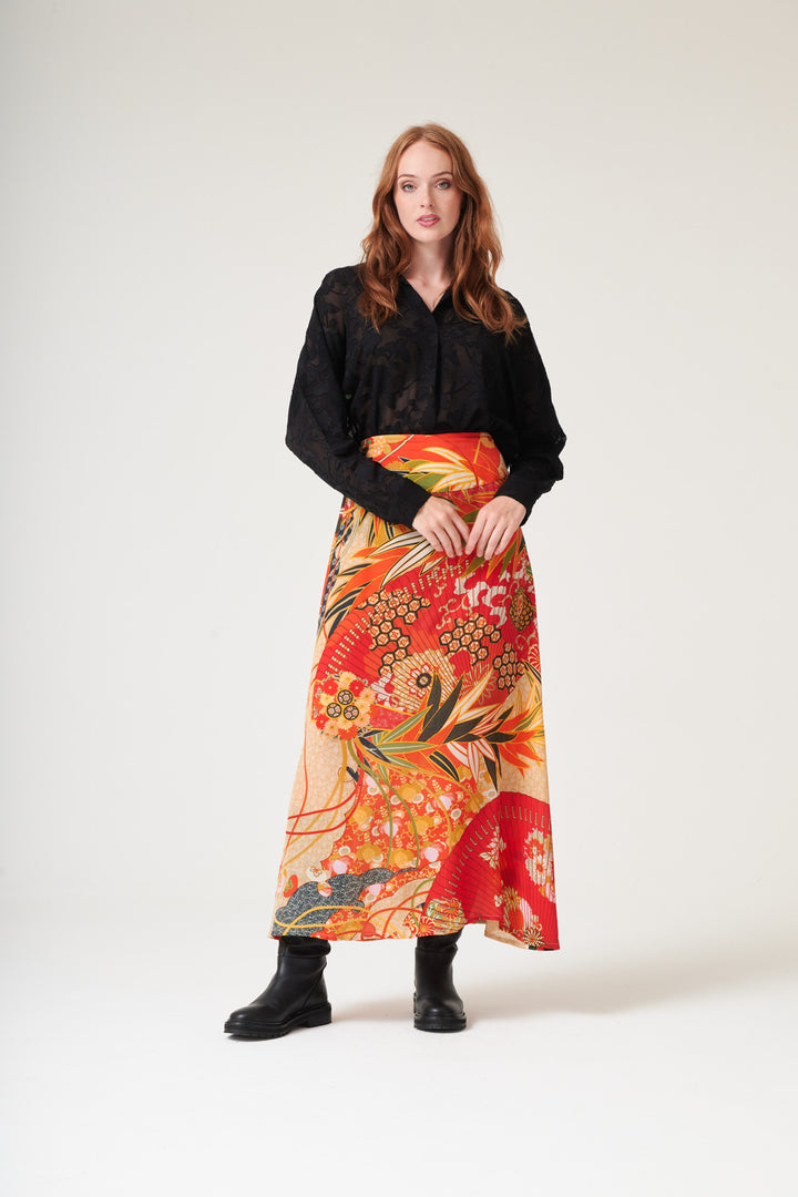 Fans Scarlet A - line Maxi Skirt - One Hundred Stars