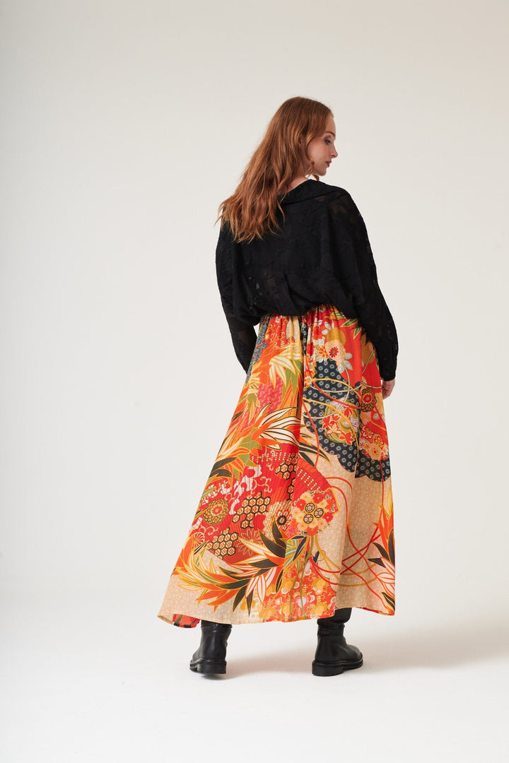 Fans Scarlet A - line Maxi Skirt - One Hundred Stars