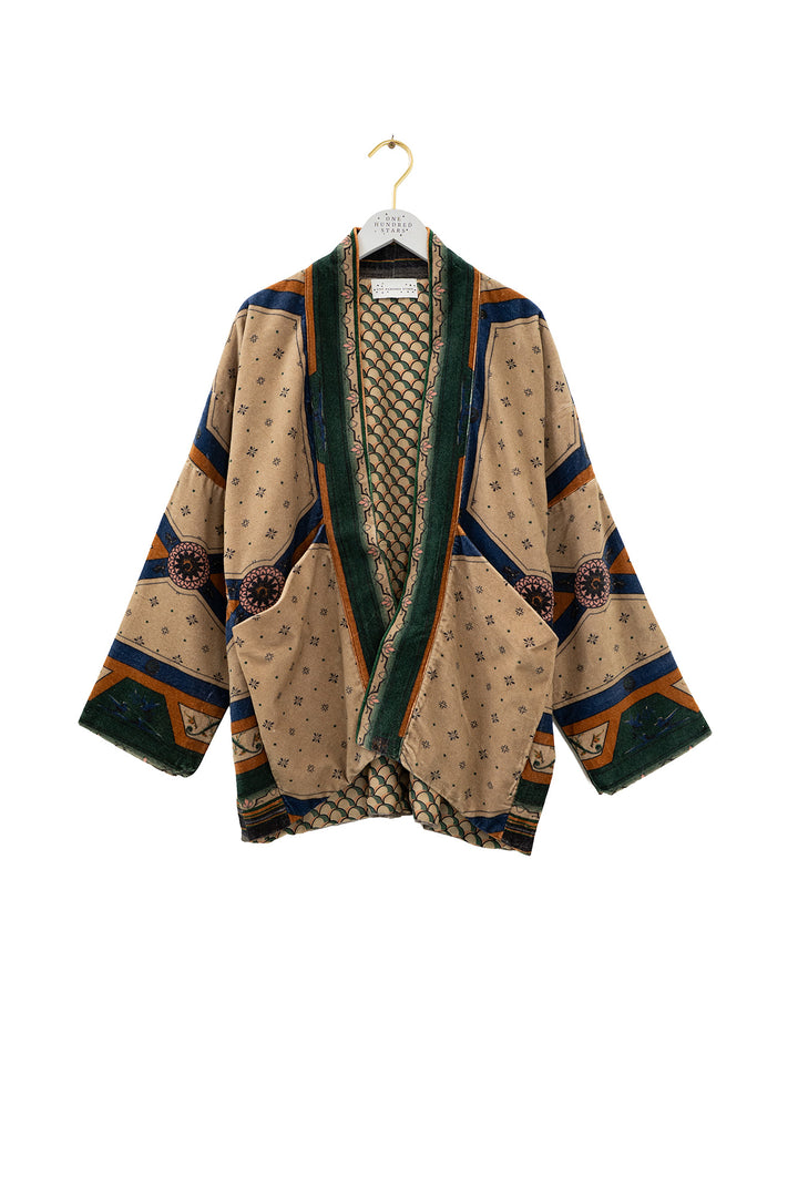 Fleur De Lys Sand Velvet Pocket Jacket - One Hundred Stars