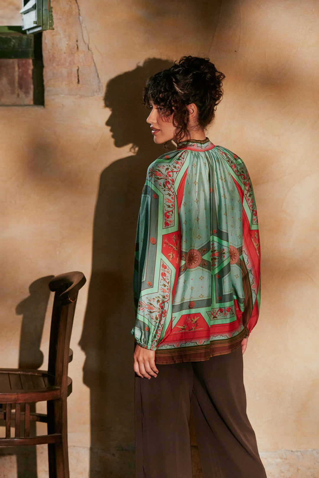 Fleur De Lys Aqua Pussybow Blouse - One Hundred Stars