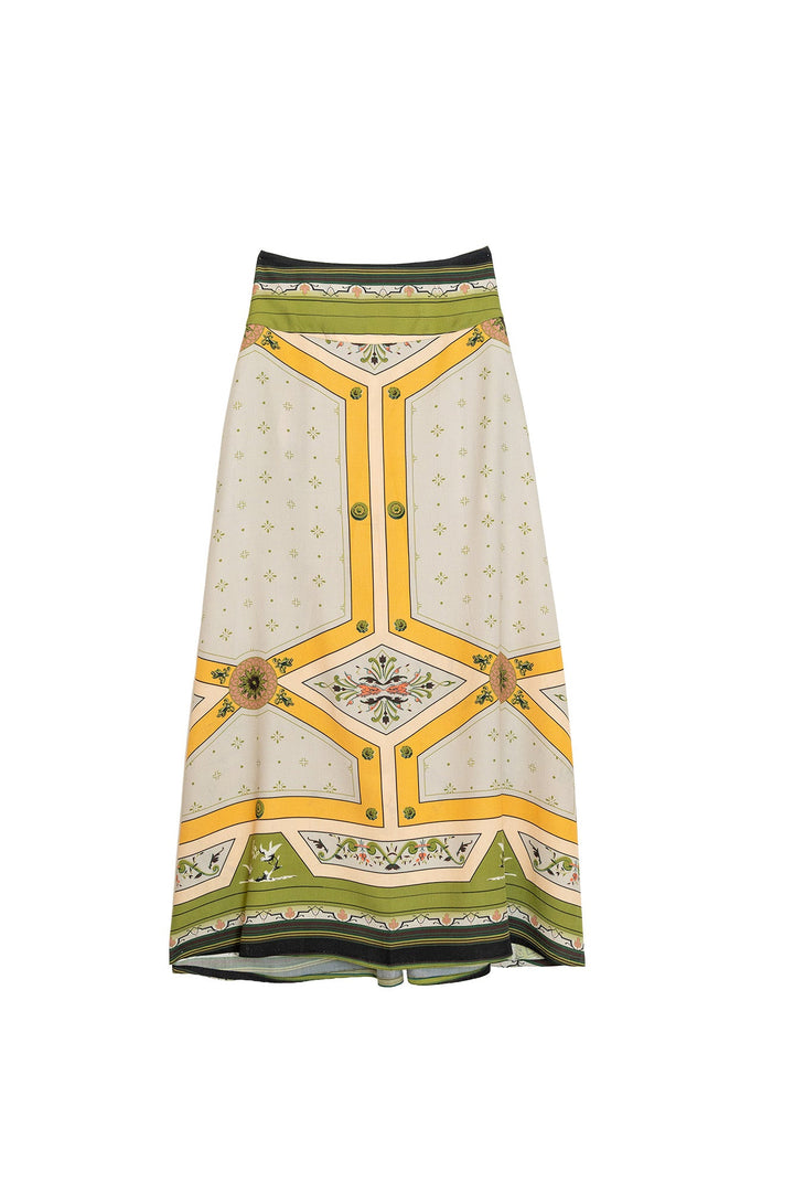 Fleur De Lys Gold A-line Maxi Skirt - One Hundred Stars
