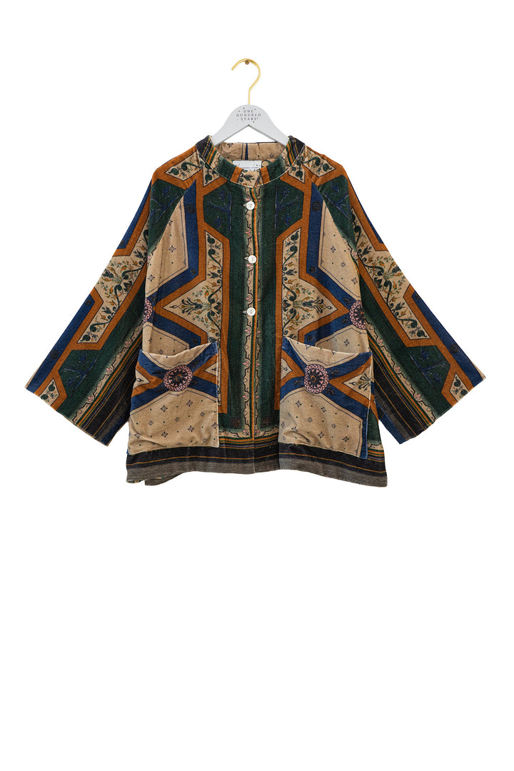 Fleur De Lys Sand Velvet Jacket - One Hundred Stars