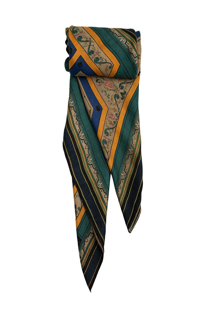 Fleur De Lys Sand Square Wool Scarf - One Hundred Stars