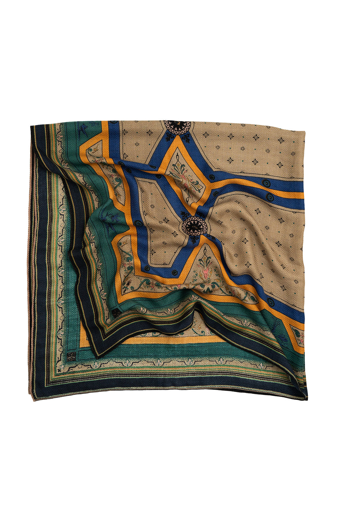 Fleur De Lys Sand Square Wool Scarf - One Hundred Stars